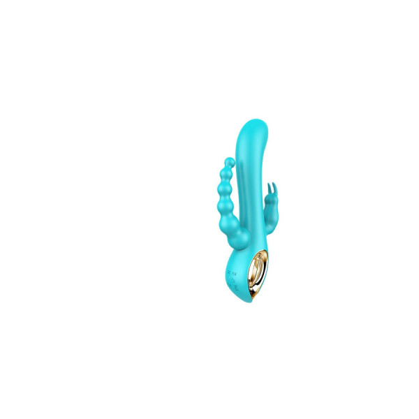 Vibromasseur rabbit  bleu  avec chapelet vibrant 